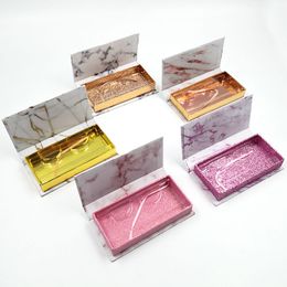 New Design Wholesale Eyelash Packaging Box Eyelashes Cases For Mink Eyelashes Faux Cils Magnetic Marble Case For Makeup