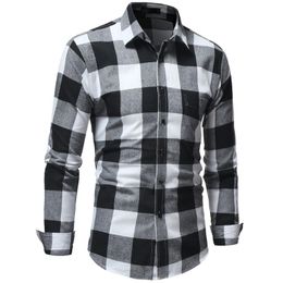 Plaid Shirt Men Shirts 2018 New Fashion Chemise Homme Mens Checkered Shirts Long Sleeve Shirt Men Blouse 3XL V66