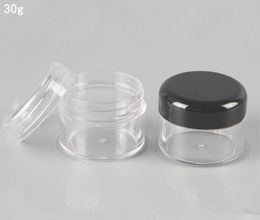 30g 30ml/1oz Refillable Plastic Screw Cap Lid with Clear Base Empty Cosmetic Jar for Nail Powder Bottle Eye Shadow Container SN584