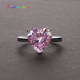 Edler Schmuck Ringe Rainbamabom Claasic 925 Solide Sterling Silber Saphir Amethyst Citrin Smaragd Hochzeit Engagement Bands Ring Schmuck Großhandel