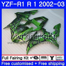 Bodys For YAMAHA YZF-1000 YZF R 1 YZF R1 2002 2003 Bodywork 237HM.47 YZF 1000 YZF-R1 02 YZF1000 Frame YZFR1 Green Black stock 02 03 Fairing