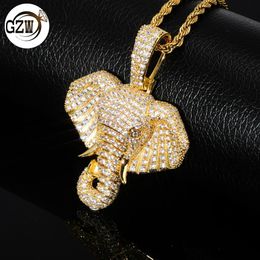 Nuova moda personalizzata Real 18K oro bling diamante elefante Elefante hip hop collana cutana cubica rapper zirconia gioielli per uomini donne