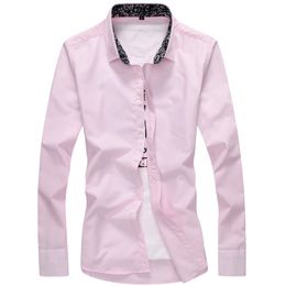 Men Dress Shirt 2016 Tops Men Slim Fit Blouse Long Sleeve Fashion Cotton Pure Color Spring&Autumn Youth Male Long Shirt Clothing