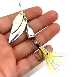 HENGJIA Fishing Lure Spoon Spinner Bait 1pc Feather Saltwater Accessories Artificial Pesca Fishing Tackle 8.1cm 10.5g