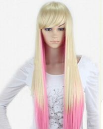 WIG Free Shipping Details about Girl's Womens Front Ombre Two Tone Gradual Wigs Hair Heat Resistant 75cm