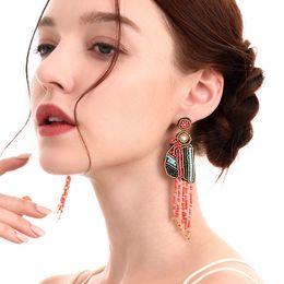 New Bohemia Fashion Jewellery Women's Beaded Birds Tassels Earrings Hand-made Beads Dangle Stud Earrings S704