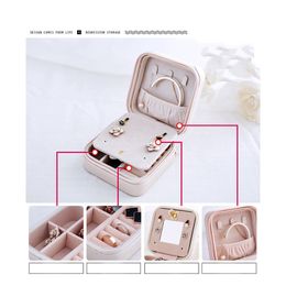 Korean Creative Jewelry Box Organizer Travels Portable Leather Ring Bracelet Earring Display Storage Drawer Box Case with Mirror