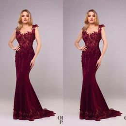 Tony Chaaya 2019 Mermaid Prom Dresses 3D Floral Appliqued Embroidery Beads Gorgeous Lace Evening Gowns Sexy Plus Size Formal Dress