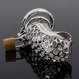 Chastity Devices New design snake shaped stainless steel male cage device men penis lock bondage cock cages sexual cbt devices