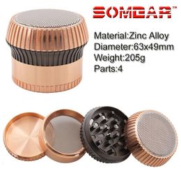 New metal drum type zinc alloy 63mm4 layer smoke grinder