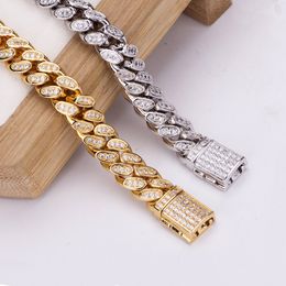 10mm Men Women Miami Cuban Chains Jewellery Sets Full CZ Box Clasp Choker 20" Necklace 8.5" Bracelet Hip Hop Bling Bling Iced Out Chain