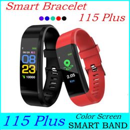 Colour Screen 115 Plus Smart Bracelet Fitness Tracker Pedometer Watch Band Heart Rate Blood Pressure Monitor Smart Wristband ID 115 plus Band