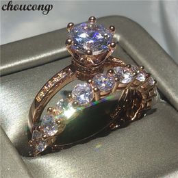choucong infinity ring set Diamond Rose Gold Filled 925 silver Engagement Wedding Band Rings For Women Bridal Jewellery