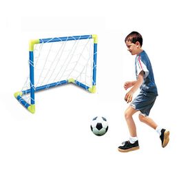 Sales Folding Mini Football Soccer Ball Goal Post Net Set + Pump Kids Sport Indoor Home Outdoor Games Toys gift drop shipping