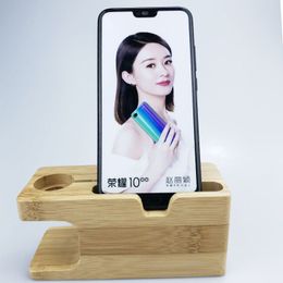 Bamboo Desktop Stand For Apple Watch Iphone Mobile Phone Holder Charging Dock Station