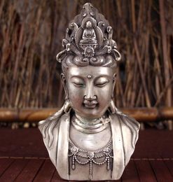 China old Feng Shui Homeornaments Plate with silver Guanyin Statue