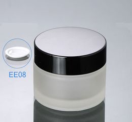 Free shipping - 300pcs/lot 50g(50ml) Frosted Glass cream jar,Glass bottle with black lids, cosmetic container,cosmetic packaging