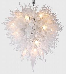 Lamps Large White Chandeliers Wedding Decor LED light 100% Hand Blown Spiral Glass Pendant Chandelier Lighting