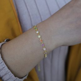 Wholesale- christmas cuban link chain gold plated women latest new design Colourful star charm bracelet