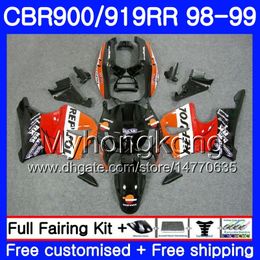 Body Repsol black hot For HONDA CBR 900RR CBR 919RR CBR900 RR CBR919RR 98 99 278HM.18 CBR900RR CBR 919 RR CBR919 RR 1998 1999 Fairings kit