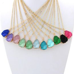 free DHL Epacket European and American new irregular natural crystal gold clavicle Chain Necklace DAN108 mix order Pendant Necklaces