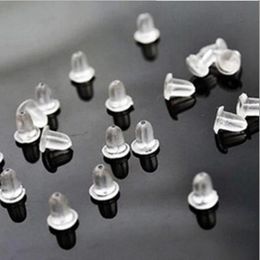 2000pcs/lot Clear Soft Silicone Rubber Earring Backs Safety Bullet Stopper Rubber Jewellery Accessories DIY Parts Ear Plugging
