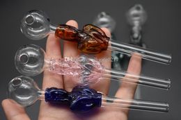 2pcs Cheapest Pyrex Glass Oil Burner Pipe color Glass Oil pipe beauty girl Great Tube Glass Oil Nail Pipe 14cm 10mm diameter