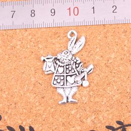 31pcs Charms musical rabbit trumpet Antique Silver Plated Pendants Making DIY Handmade Tibetan Silver Jewellery 36*23mm