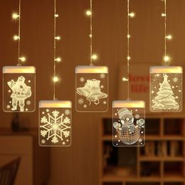 3D Window Curtain String Light Santa Claus Christmas LED USB String Light for Wedding Party Home Decoration