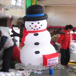 Winter Decorative Inflatable Snowman Balloon 2.5m Height Cute Simulated Snow Man Model For Outdoor Entrance Decoration