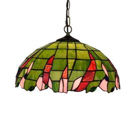 American pastoral creative glass lamp 40CM16 inch green retro Tiffany stained glass bar dining room living room bedroom chandelier TF029