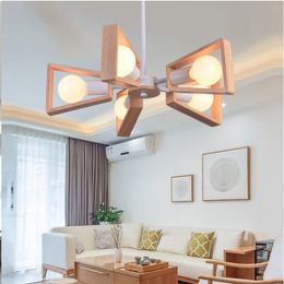 Modern LED Chandelier Creative Simple 3/6/8 Heads Solid Wood Lamp Ceiling chandelier Lighting Home Lighting Bedroom Dining Room