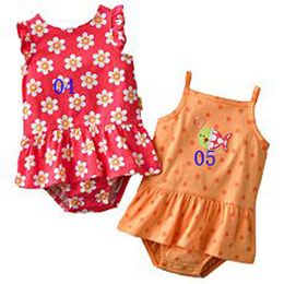 3-24M Baby Girls Rompers summer Little flowe Kids Cotton Jumpsuits Infant Girls Romper triangle wrap fart clothes Clothing Free ship