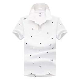 Shirt For Men Cotton Short Sleeve Business Casual Print Polos Shirts Male Fashion Breathable Tops Tees Clothing