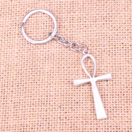 New Keychain 52*28mm cross egyptian ankh life symbol Pendants DIY Men Car Key Chain Ring Holder Keyring Souvenir Jewelry Gift