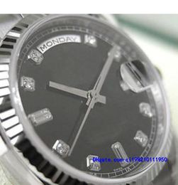 Original Box certificate Casual Modern Watches Unisex Watches 118239 President Mens 18K White Gold Black Diamond Dial 36MM