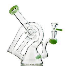 Unique Water Glass bong Sidecar Heady Oil Dab Rigs Recycler Perc 14mm Female Joint With Bowl
