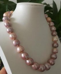 Only 13-15mm South Sea baroque multicolor pearl necklace 925inch 925 silver