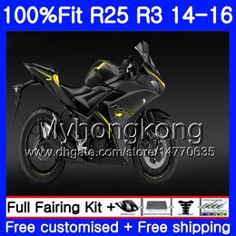 Injection Body For YAMAHA YZF R3 R25 YZF-R3 YZFR25 14 15 16 17 240HM.17 YZF-R25 R 25 YZFR3 2014 2015 2016 2017 Fairings Matte black hot kit