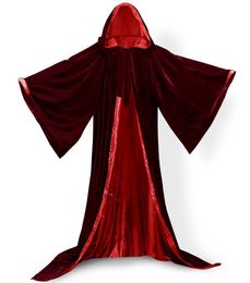 Velvet hooded kappa medeltida sammet hooded cloka wicca lång mantel halloween