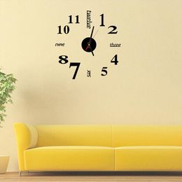 Wholesale- clocks Quartz fashion watches real big wall clock rushed mirror sticker diy living room decor