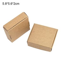 50pcs/lot 5.8*5.6*2cm Craft Paper Party Decoration Packing Box Small Cardboard Jewellery Gift Boxes Carton Folding Blank Square Soap Kraft Box