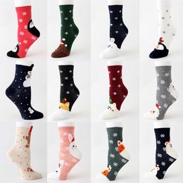 Christmas Socks Cartoon Santa Claus Elk Straight Woman Socks Winter Warm Stockings Home Christmas Decorations 15Style DHL WX9-1684