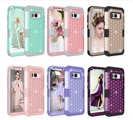 3 in 1 phone cases Hybrid Stars Bling Diamond Silicone Case Hard Back Cover Case For iphone 8 7 11 12 13 14 cover