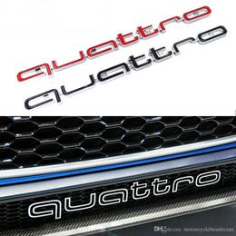 Quattro Logo Emblem Badge Car 3D Stickers ABS Quattro Stickers Front Grill Lower Trim For Audi A4 A5 A6 A7 RS5 RS6 RS7 RS Q3 Car A2404