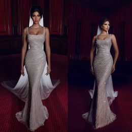 Middle East Luxury Evening Dresses Mermaid vestido de novia Scoop Neck Sequined Prom Gowns Plus Size Red Carpet Celebrity Dress