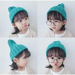 Fashion- hats candy Colours multi knit pattern toddler kids outdoor warm winter crochet hats