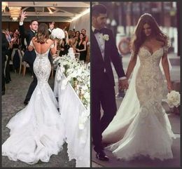-2020 nuevos vestidos de novia sirena magnífico steven khalil dubai arabe fuera del hombro más vestido de tamaño completo longitud completa caballa sin espalda vestidos de novia