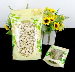 10*15cm Printed green stand up pouch ziplock bag with window Zipper Ziplock Food Storage Packaging Bag