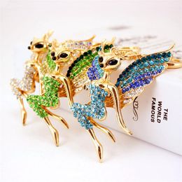 51*50mm Colorful Crystal Keychain Rhinestone Gold Tone Angle Wings Lady Girl Pendant Car Key Ring Lobster Clasp Charm Keyring Craft 3pcs